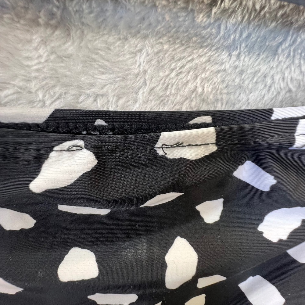 Ocean Pacific Womens Black White Ruffle Polka Dot Bikini Set Swimsuit Large - Picture 7 of 9